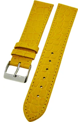 Produktbild von Uhrenarmband Kalbleder Gelb 18mm Kroko-Struktur Dornschließe