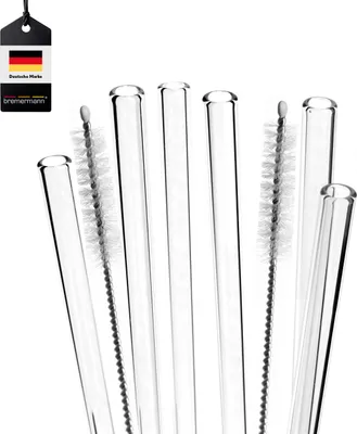 Produktbild von bremermann 6er Glas-Trinkhalme, 25 cm Länge, wiederverwendbar, transparent inklu