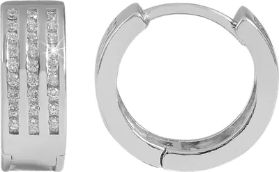 Produktbild von 925/- Echt Silber Klapp-Creolen "Karla" mit Zirkoniabesatz, 925/rhodiniert
