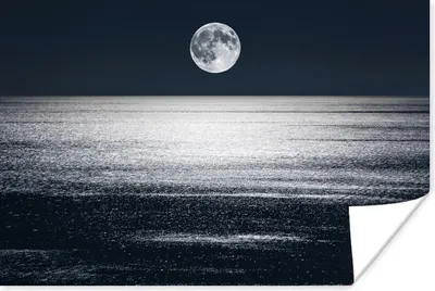 Produktbild von MuchoWow® Poster Meer - Mond - Wasser 180x120 cm - Fotoplakat