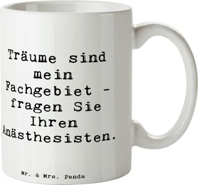 Produktbild von Mr. & Mrs. Panda Tasse Spruch Anästhesist Träume - Weiß - Geschenk, Kaffeetasse, Berufsgestaltung, Narkose, Berufsprodukte, handgefertigte Geschenke, haferl, Trinkbecher