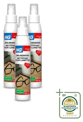 Produktbild von 3 x HG Brillenreiniger für glasklare Gläser - 125 ml - Vorratspackung - 3 Stücke