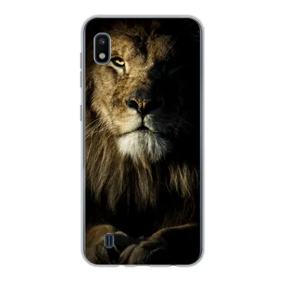 Produktbild von MuchoWow® Handyhülle Schutzhülle Hülle für Samsung Galaxy A10 Löwe - Licht - Schwarz Silikon Softcase Handy Hülle - Schutzhülle