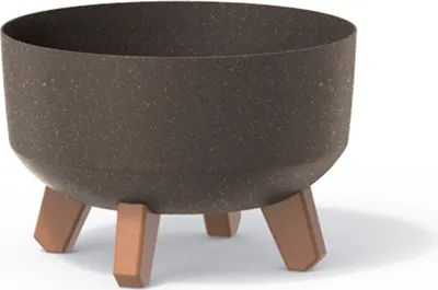 Image de Low Eco Wood Pot de fleurs avec pieds amovibles incl. insert pour l'intérieur et l'extérieur Pot de plantes rond en plastique résistant aux UV 235mm, ECO Café