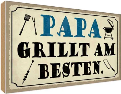Produktbild von vianmo Holzschild 30x40 cm Papa grillt am besten Männer Frauen