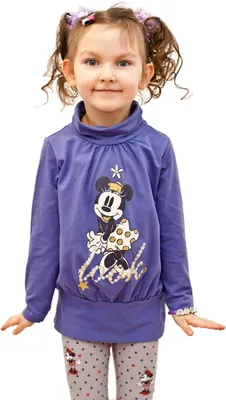 Produktbild von 73463 Disney Minnie Mouse Rollkragen-Shirt Mädchen Blau Gr. 98 – Bequemes Langarmshirt mit Minnie-Print