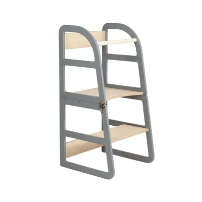 Image de leg&go Tour de Cuisine Transformable en bois, Tour d’apprentissage 2 en 1, Grise