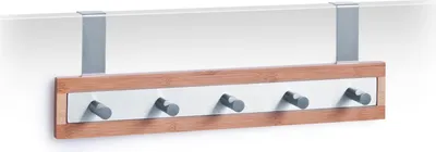 Immagine prodotto di Zeller appendino per porta, bambù, 36x8x12,5 cm, marrone/argento
