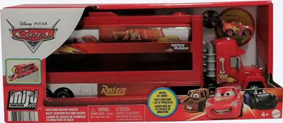 Obrázok produktu pre Mattel GNW34 Disney Pixar Cars Mini Racers Mack Transporter s mini Bleskom McQueenom Červený, nákladiak s priestorom pre 15 minivozidiel