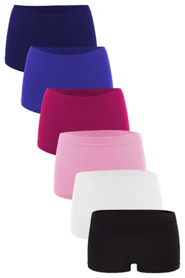 Produktbild von Fabio Farini - 6 Stück Damen Hipster Boxershorts - Frauen Unterhosen Slip Set Seamless angenehmes Tragegefühl ohne Seitliche Nähte