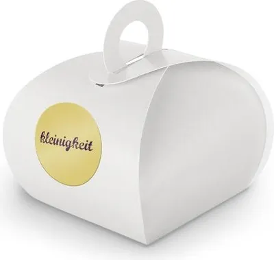 Produktbild von SET Kleinigkeit (Motiv15) 24x Geschenkschachtel mit Griff weiß  + Sticker