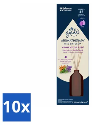 Imagen del producto de 10 difusores de aroma Glade "Moment of Zen" - Lavanda y sándalo - 80 ml - Paquete económico - 10 unidades