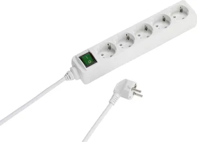 Obrázok produktu pre ViVanco™31045, 3 m, Typ F, Plast, Biela, 5 AC zásuvky/AC zásuviek, Biela