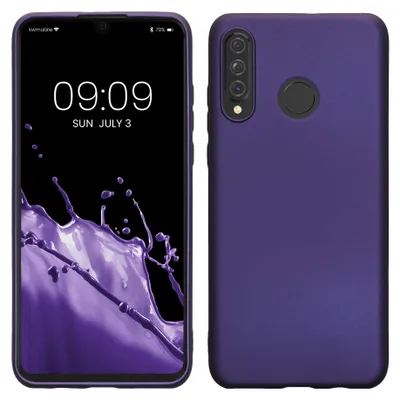 Produktbild von kwmobile Handyhülle für Huawei P30 Lite Hülle - Silikon Case metallisch schimmernd - Schutzhülle Cover - Metallic Blauviolett