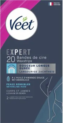 Produktbild von Veet Expert - Haarentfernungsstreifen - Körper & Beine - Empfindliche Haut - 20 Streifen - 1 Stück