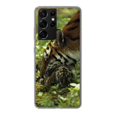 Produktbild von MuchoWow® Handyhülle Schutzhülle Hülle für Samsung Galaxy S21 Ultra Tiger - Pflanzen - Jungtier Silikon Softcase Handy Hülle - Mobiltelefon