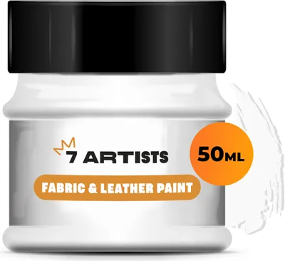 Produktbild von 7 Artists Acryl Farbe, Leder Farbe, Stoff Farbe, Textil Farbe, Acrylfarbe 50ml Weiß - Wasserfeste Acrylfarbe zum Textil Färben/Leder Färben & Acrylfarben Künstlerbedarf