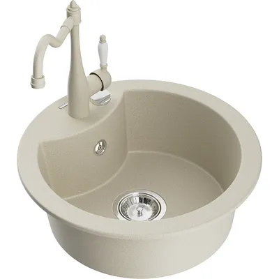 Zdjęcie produktu dla Mexen Diego zlewozmywak granitowy 1-komorowy z baterią kuchenną Carla, beżowy - 6512-69-670700-69