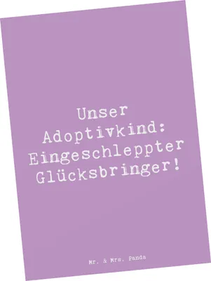 Produktbild von Mr. & Mrs. Panda Grußkarte Spruch Adoptivkind Glücksbringer - Lavendeltraum - Geschenk, Überraschung für Adoptivkinder, herzerwärmende Sprüche, Familie Verwandte, Liebe