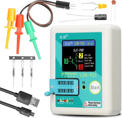 Produktbild von Multifunktionaler Transistor-Tester, Zener-Diodentester, Spannungsregler, Diode, NPN, PNP, bipolarer Transistor, Widerstand, Potentiometer, Induktivitaet, Kondensator, Thyristor-Tester mit 160 x 128 TFT-Display, Selbsttest, automatische Kalibrierung, automatische Abschaltfunktion