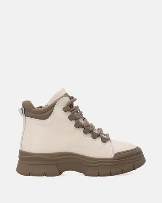 Produktbild von VENEZIA Damen Stiefeletten Ankle Boots Winterstiefel - Beige Damen-Ankle-Boots aus Leder mit Wollfutter aus Echtleder Rindsleder Beige Größe 36