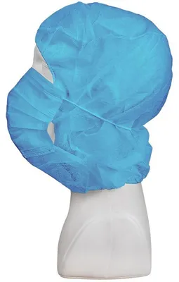 PP Astrohaube mit 2-lagigem Mundschutz,blau, 100 Stück pro Beutel