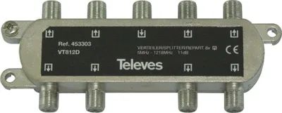 Produktbild von Televes 8-fach Verteiler VT812D 5-1218MHz VD:12dB 453303