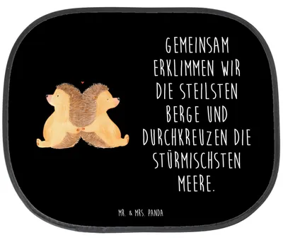 Produktbild von Mr. & Mrs. Panda Scheibenschutz Auto Igel händchenhaltend - Schwarz - Geschenk, Love, Freundin, Verknallt, Autosonnenschutz, glücklich, Lieblingsmensch, Sonnenschutz Fürs
