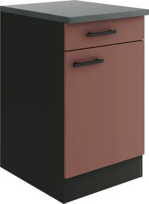 Produktbild von Optifit Unterschrank mit Schublade und Drehtür Nizza407 BxTxH 50 x 60 x 84,8 cm rostrot matt zerlegt Anschlag reversibel KUNI U506-9+