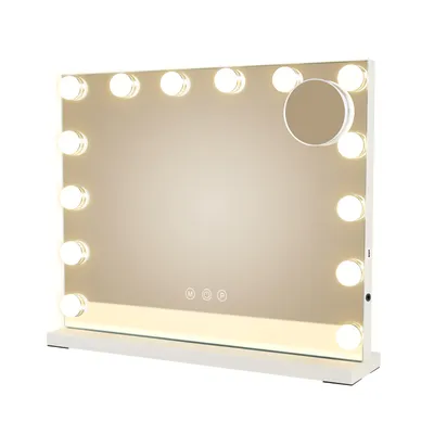 Produktbild von ZMH Schminkspiegel Kosmetikspiegel Dimmbare 50x40cm Spiegel LED Beleuchtung mit licht 3 modi Touch Steuerung Tischspiegel für Schminktisch Weiß