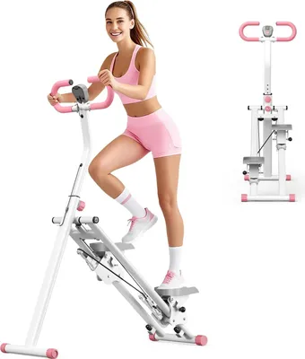 Produktbild von Treppenstepper für Heimtraining - Vertikale Klettermaschine - 150 kg Belastung - Klappbar - Ganzkörper-Workout & Cardio-Stepper - Weiß