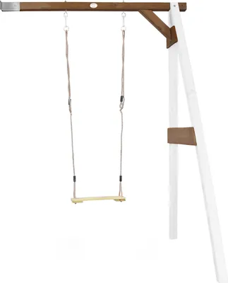Immagine prodotto di AXI Altalena singola in legno in marrone e bianco | Altalena a muro per bambini con seggiolino in legno | Altalena a muro solo per giardino / uso esterno