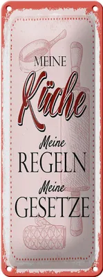 Produktbild von Blechschild Meine Küche meine Regeln, 27x10 cm, Blechschilder Spruch Küche
