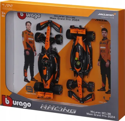 Zdjęcie produktu dla Bburago Model 1:24 McLaren MCL38 Norris Piastri zestaw bolidów F1 18-28051