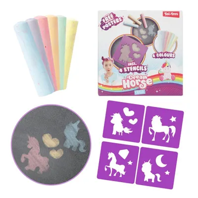 Zdjęcie produktu dla Kreda chodnikowa Dream Horse z 4 szablonami jednorożców