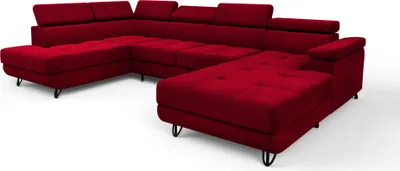Produktbild von Ecksofa Junior U Rot Magic Velvet 2231 U-Form Ecke mit Schlaffunktion Eckcouch Couch Polsterecke U-Sofa Breite 317 cm Ecksofa mit zwei Bettkästen