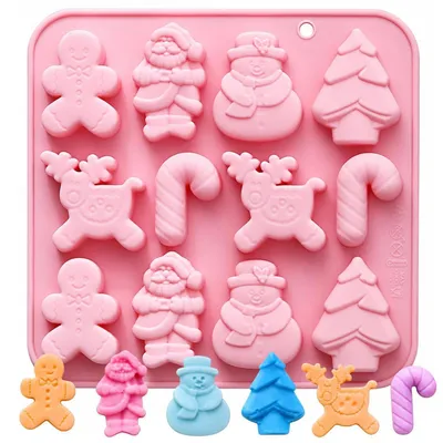 Image de Moulette en silicone pour Noël, avec 12 cavités pour chocolat et pâtisseries