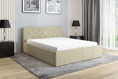 Produktbild von Polsterbett SKIDI 120 x 200 mit Matratze und Bettkasten. Farbe: Beige
