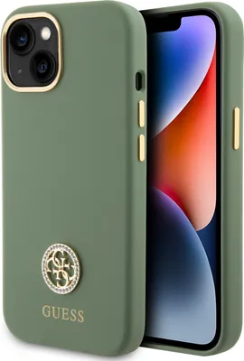 Produktbild von Guess iPhone 15 & 14 Plus Back cover case - Logo strass 4G - Kaki