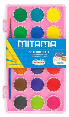 Produktbild von Aquarellfarben, 18 Farben, 2,9 cm, rosa, MITAMA 62890-62890