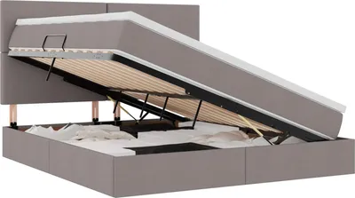 Produktbild von vidaXL LED-Speicherbett mit Matratze Taupe 180 x 200 cm Stoff