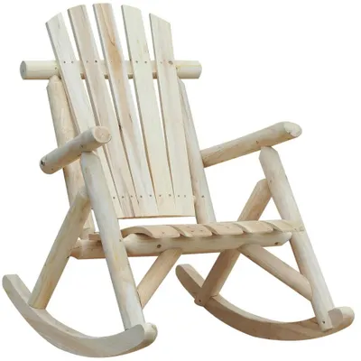 Image de Fauteuil berçant en bois – Fauteuil d'intérieur – Assise ergonomique – Bois de pin naturel – Dossier haut