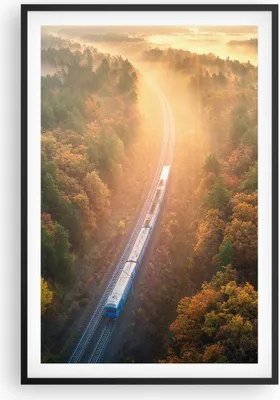 Produktbild von Gerahmtes Poster - Schwarzer Rahmen - Bahn Herbst So - 61x91,5 cm - Wand Bild - Wanddeko - Wandbilder - Kunstposter - Wandposter - Bilderrahmen - Bilder - Kunstdruck - Wanddekoration - P2BPA61x91-4632