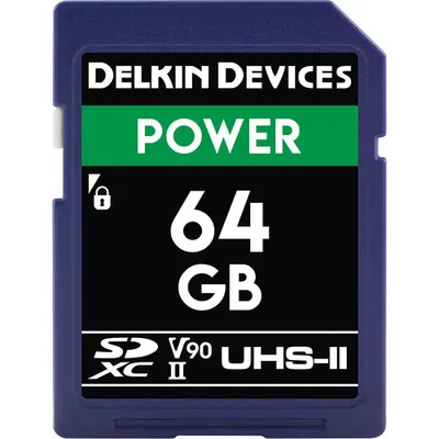 Produktbild von Delkin DDSDG200064G Power SDXC Class 10 UHS-II U3 V90 SDXC Speicherkarte, 64 GB, UHS-II