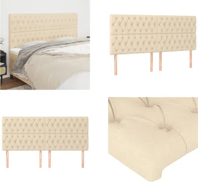 Image de vidaXL Têtes de lit 4 pcs. Crème 100x7x78/88 cm Tissu - Tête de lit - Têtes de lit - Tête de lit