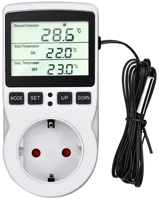 Digitaler Temperaturregler 230V, Steckdosen-Thermostat mit Sonde, Timer