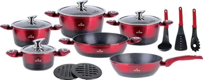 Image de Pots Enduits De Granit 15 Ele. Zilner Cherry Red Noir Zl-8520