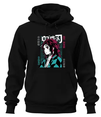 Produktbild von Tanjiro Demon Slayer Schwert Dämonenjäger Wasseratmung Hoodie Kapuzenpullover, Schwarz, 3XL