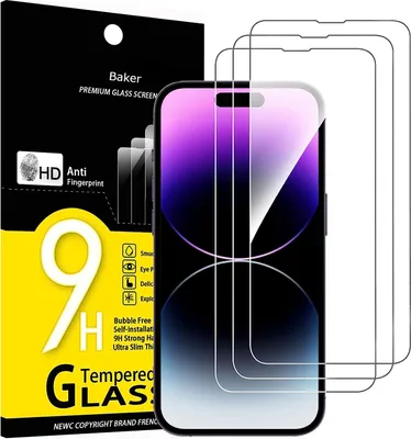 Produktbild von 3 Stück Panzerglas für iPhone 14, iPhone 13, iPhone 13 Pro, Sichtschutz Schutzfolie, 9H Härte, HD Displayschutzfolie, 0.33mm Ultra-klar