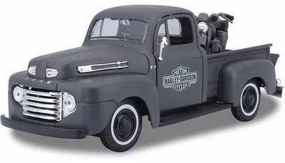 Zdjęcie produktu dla Maisto 32185 - Model samochodu - Ford F1 Pick-Up '48 + Harley WLA Flathead '42 (czarny, skala 1:24)